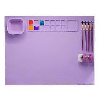 Silicone Painting Mat with Cup - Silicone Painting Mat for Kids with 1 Cleaning & 10 Painting Brush