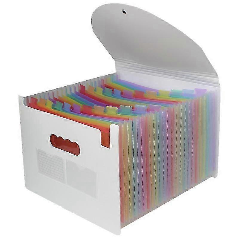 13 Compartments A4 File Folder Administrative Document Storage Document Range Sorter Gusseted Pockets Storage Box Expandable Holder and Color Labels (