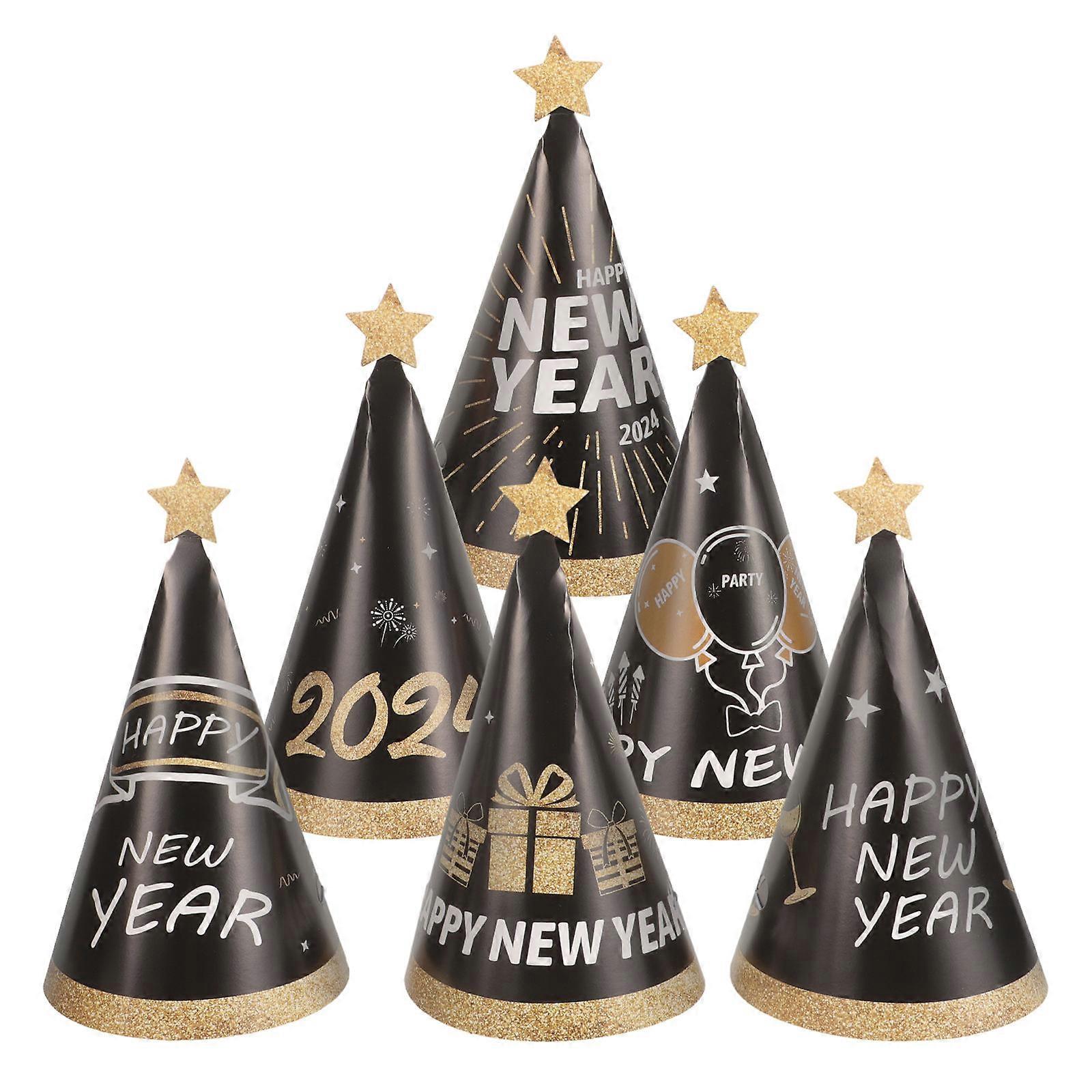New Year Party Hats Classic New Year Design Photo Props 6Set