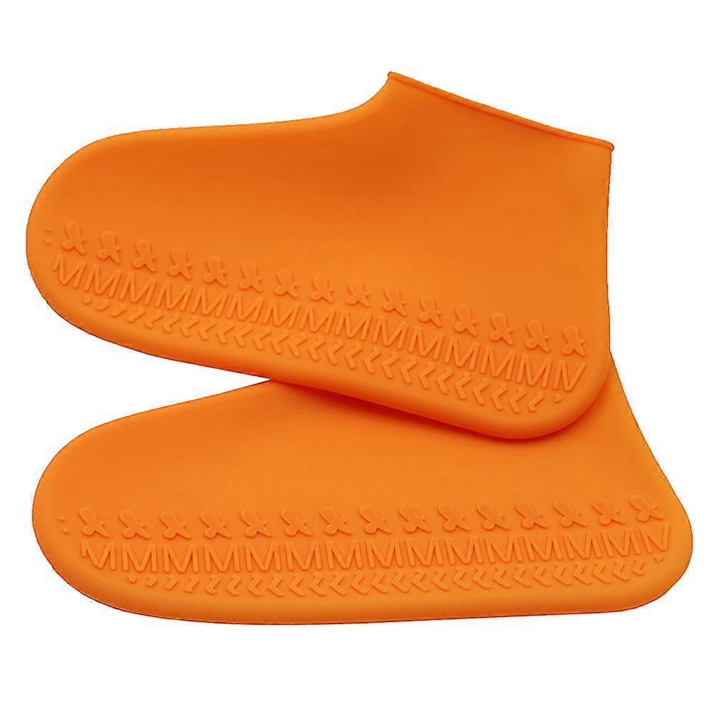Covers Slip Proof Shoe Cover Rainproof Anti-Slip Shoes Protector Unisex Orange Size Resistant Reusable 1Pair