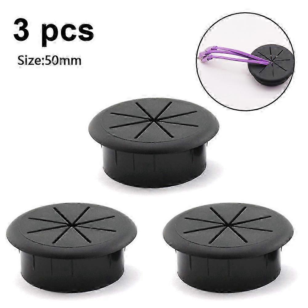3PCS مكتب الحبل الحلقات سلك كابل هول غطاء لمكتب الكمبيوتر مكتب كابل كابل غطاء الحبل الأسود