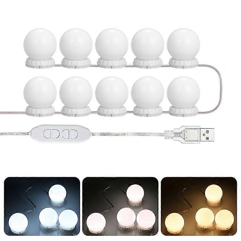 LED Vanity Lights for Mirror 10 Dimmable Bulbs Vanity Mirror Lights Kit 3 Color Modes USB Makeup Lights