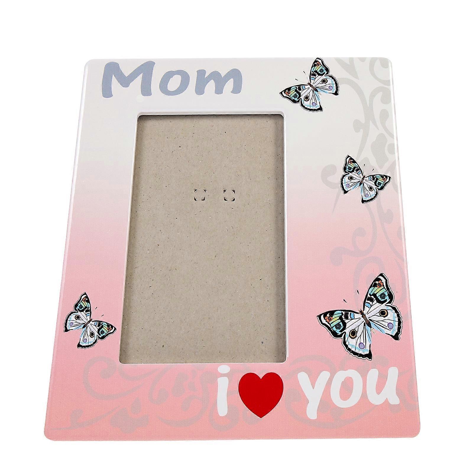 Butterfly Display Frame Ceramic Photo Frame Memory Display Home Decoration Desktop Placement 20x18.5cm Pink 1Pack