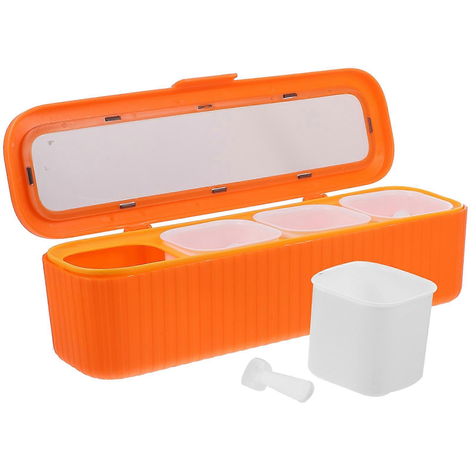 Tabletop Seasoning Box Spice Organizer Kitchen Accessories Rectangular Clear Lid Design Sealed 1Set