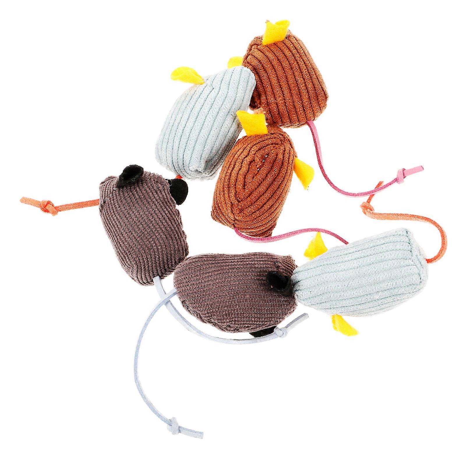 6pcs Striped Plush Cat Mice – Soft, Lightweight, Chewable Teaser Toys for Indoor Cats and Kittens – Encourages Hunting and Exercise