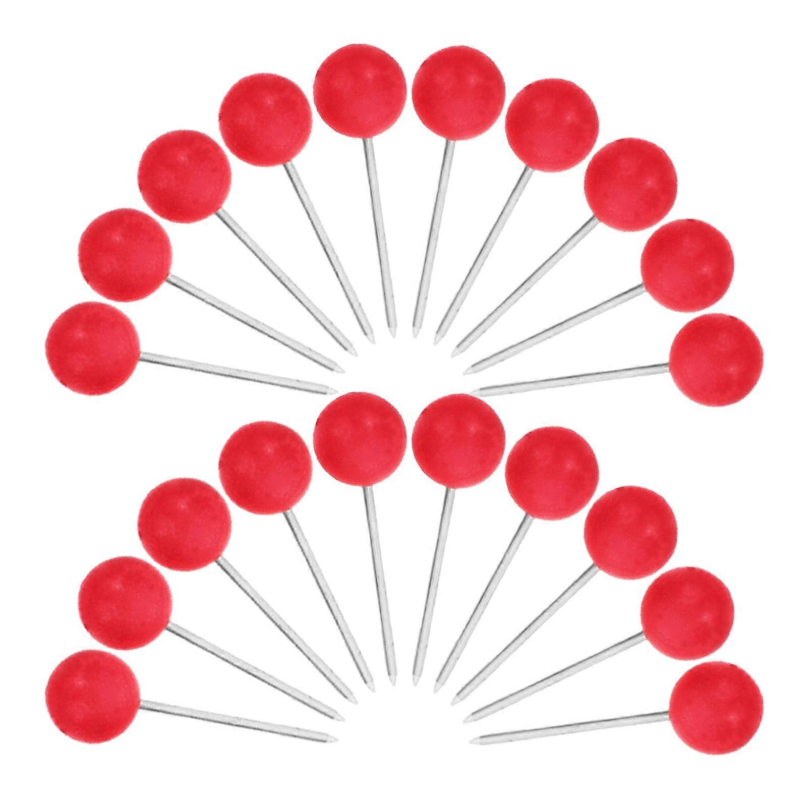 Ball Head Map Tacks Push Stainless Steel Office Use Fabric Diy Red 100Pcs