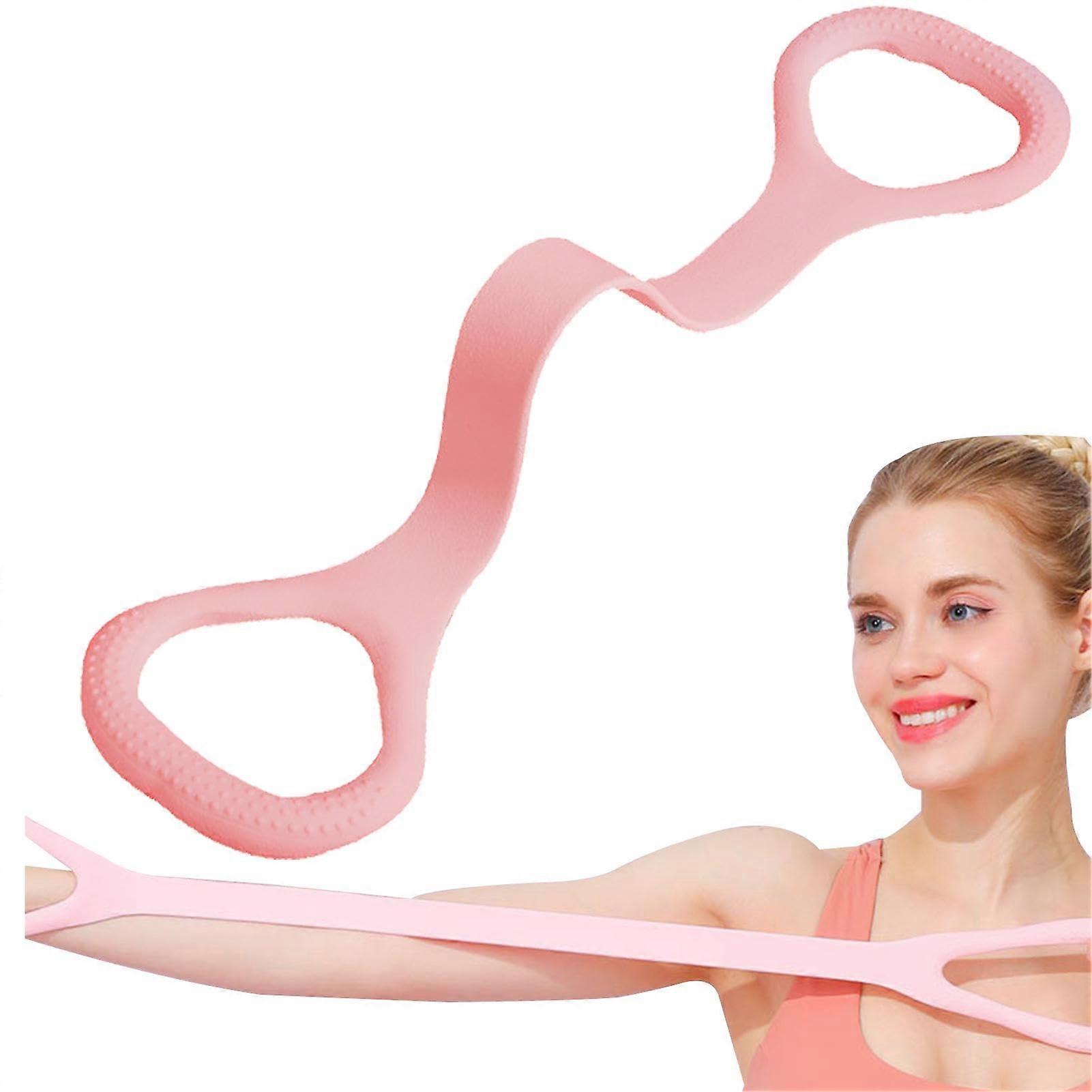 Exercise Band - Non-Slip Elastic Shoulder Hand 8 Shape Stretch Rope for Home Gym Workout, Multi-Purpose, Rose Color