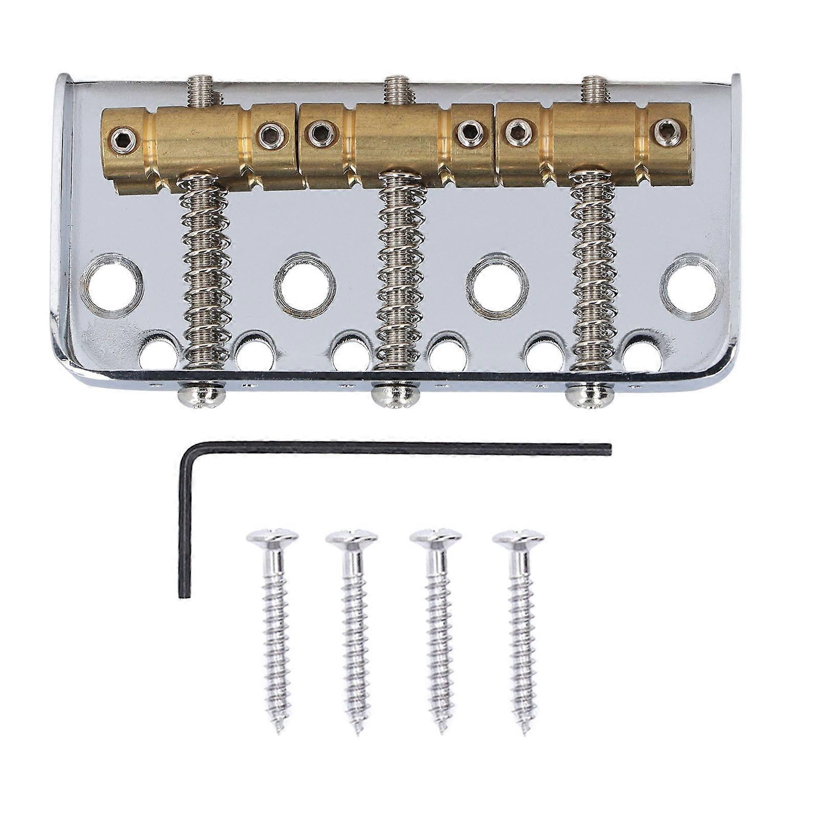 3-Saddle Short Electric Guitar Bridge Professional Replacement for Tele Silver