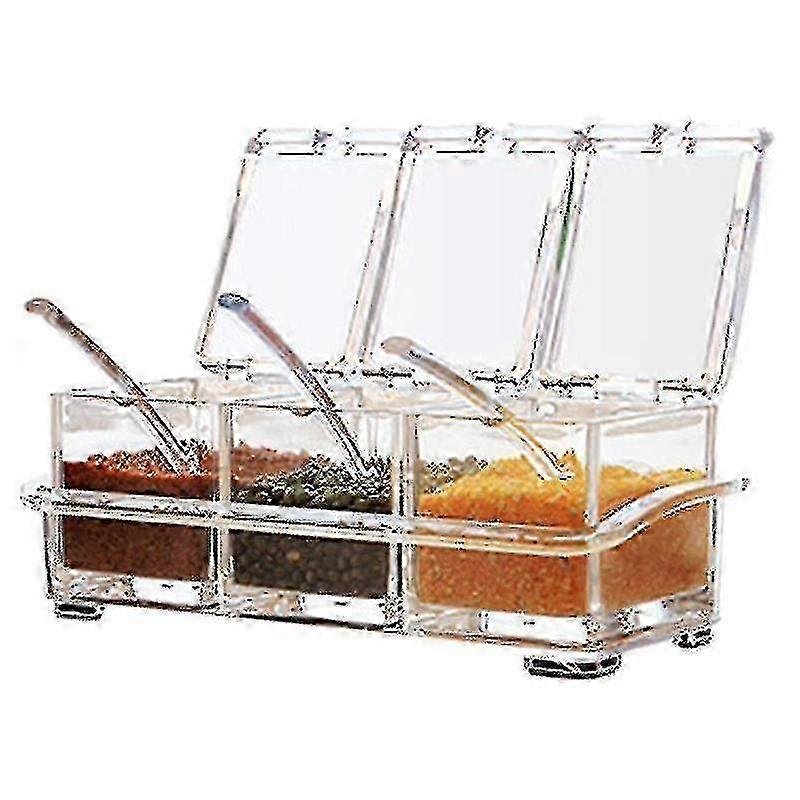 Grille d’assaisonnement transparente Pots à épices - Ensemble d’assaisonnement 3 pièces - Récipient de stockage Bocaux de condiments