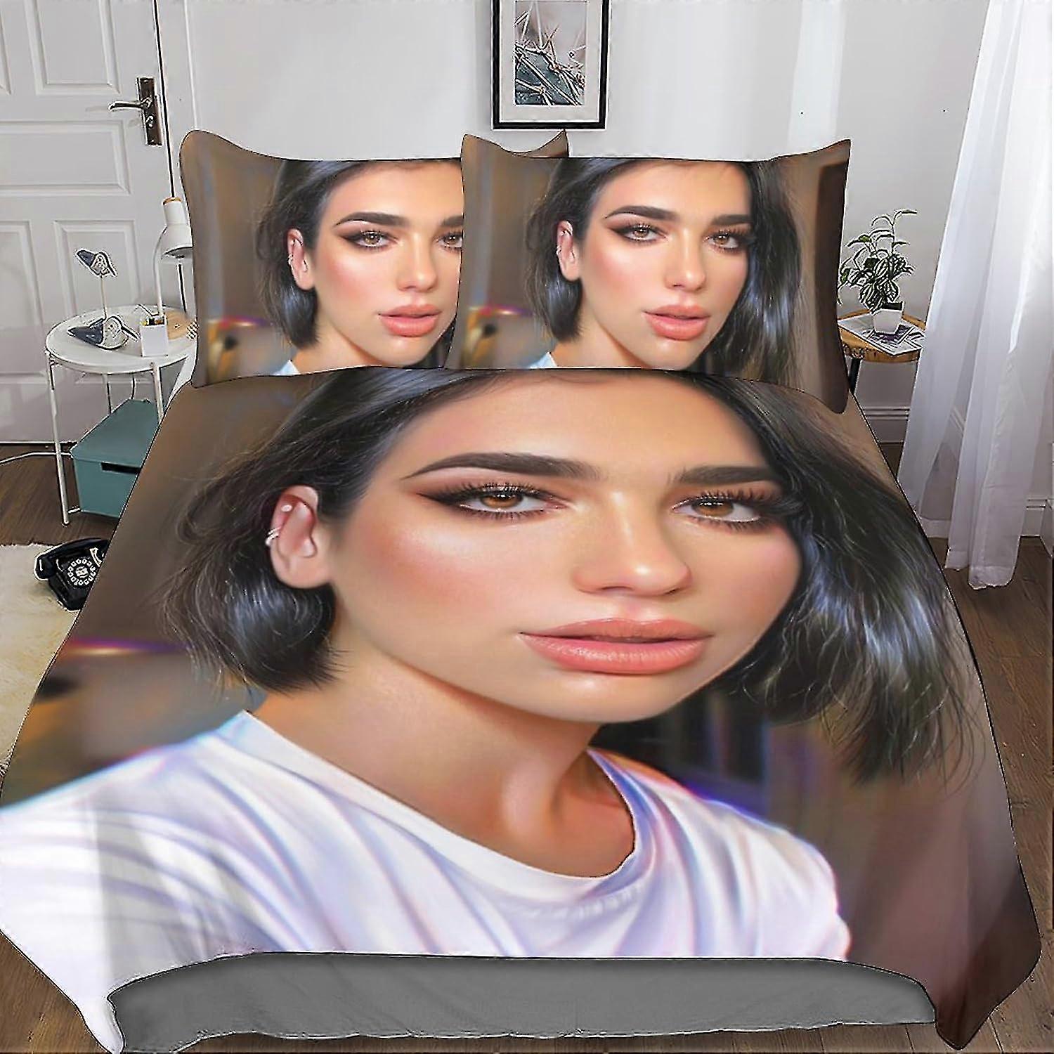 3D Digital Print Bedding Sets with Pillowcase Duvet Cover Soft Microfiber 3 Piece Set for a Singer-Model with Zipper Closure