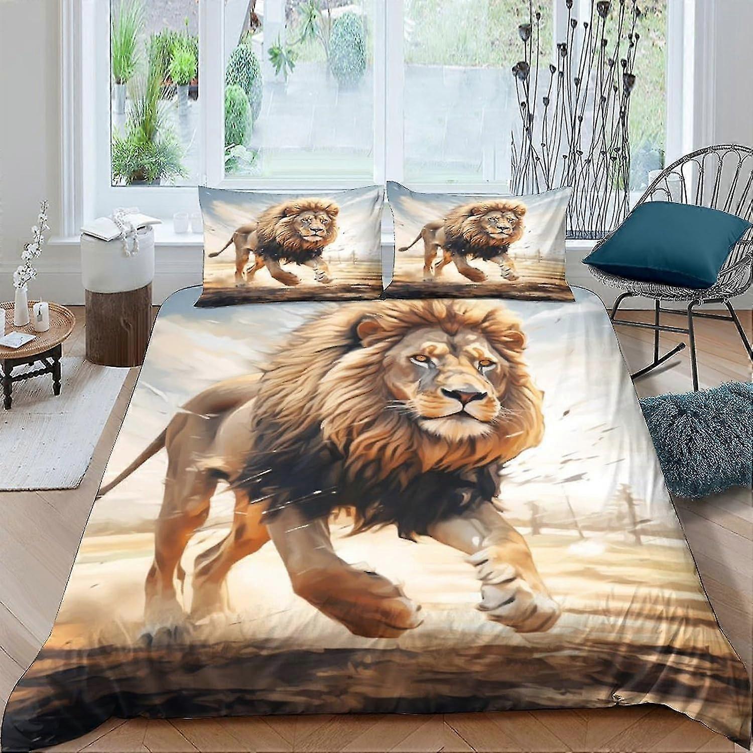 Zestaw poszewek na kołdrę Animal Lion Miękka poszewka na kołdrę z mikrofibry Hotelowa jakość pościel dla dzieci Nastolatki Dorośli Podwójna