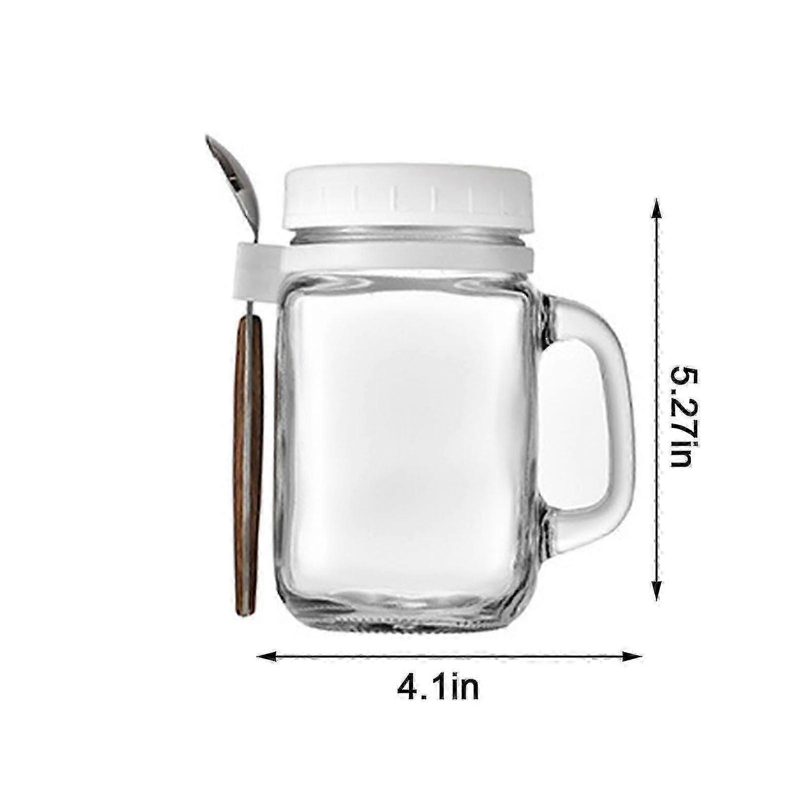 Portable Overnight Oats Jars with Lid and Spoon, 10 Ounce Container for Grains, Milk, Vegetables, and Fruits