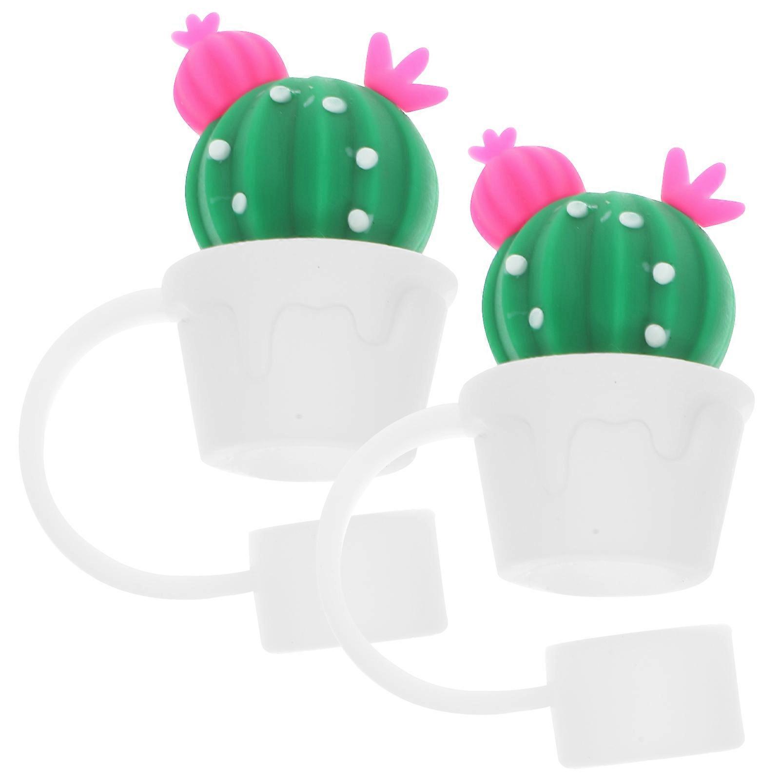 Cute Silicone Cactus Straw Covers Reusable Dust Protection Caps for Drinking Straws Safe & Practical for Milk Tea and Smoothies