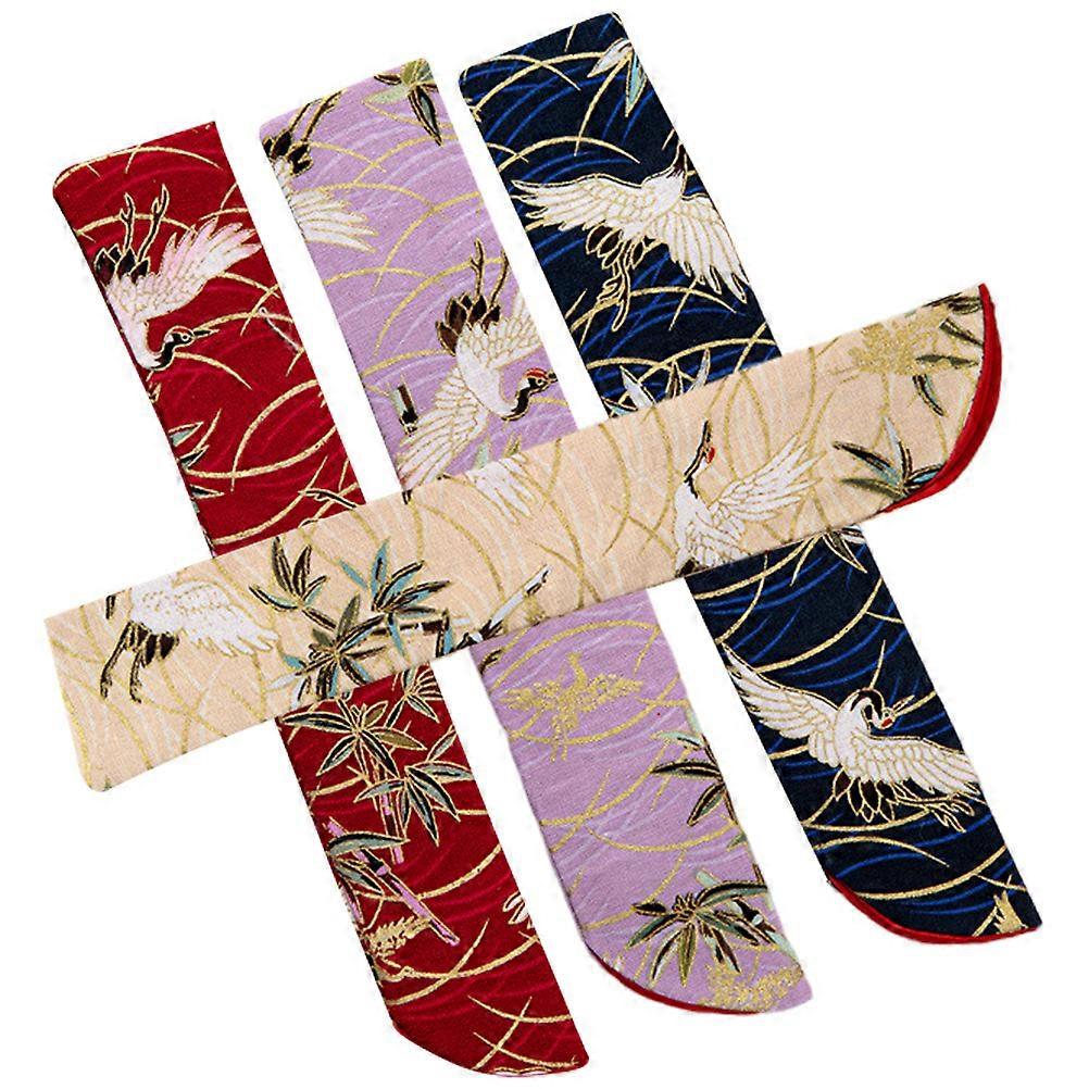 4pcs Chinese Style Folding Fan Storage Bag, Lightweight Hand Fan Protector Pouch for Weddings, Parties & Events, Beige Purple Dark Red