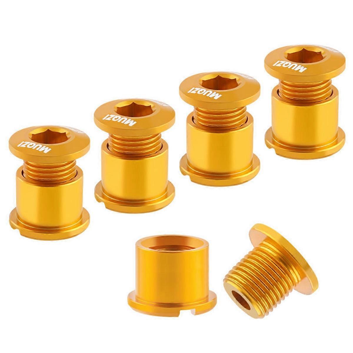 5Pcs Chainring Bolts Set 8.5mm Double Chainring Screws for Road and Mountain Bikes Gold