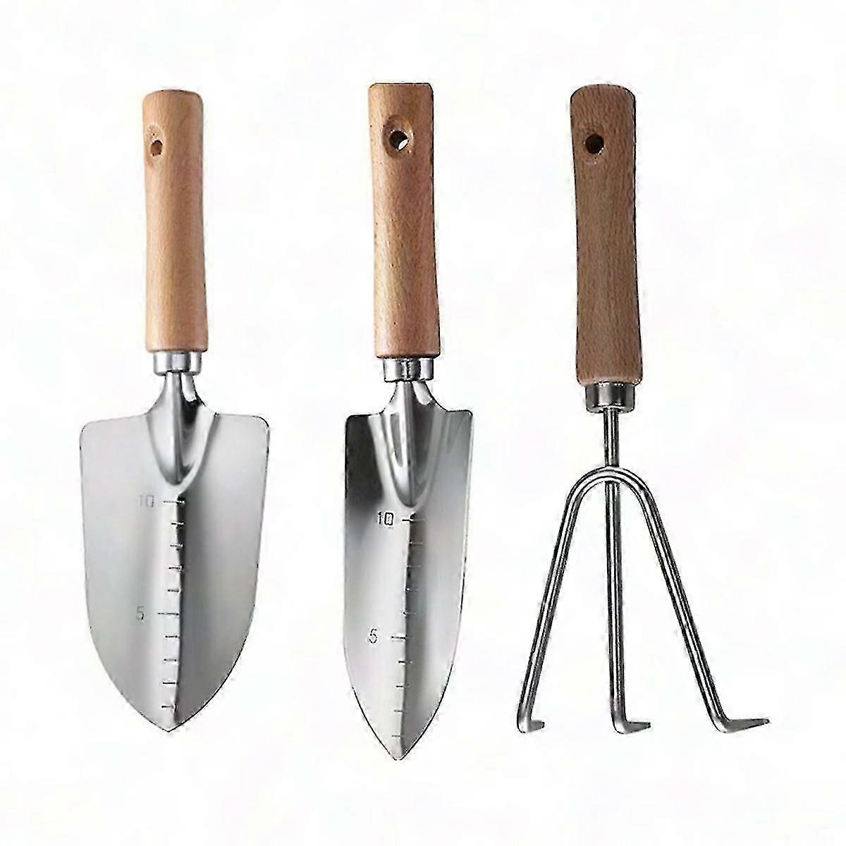 3-Piece Garden Tool Set with Wooden Handle