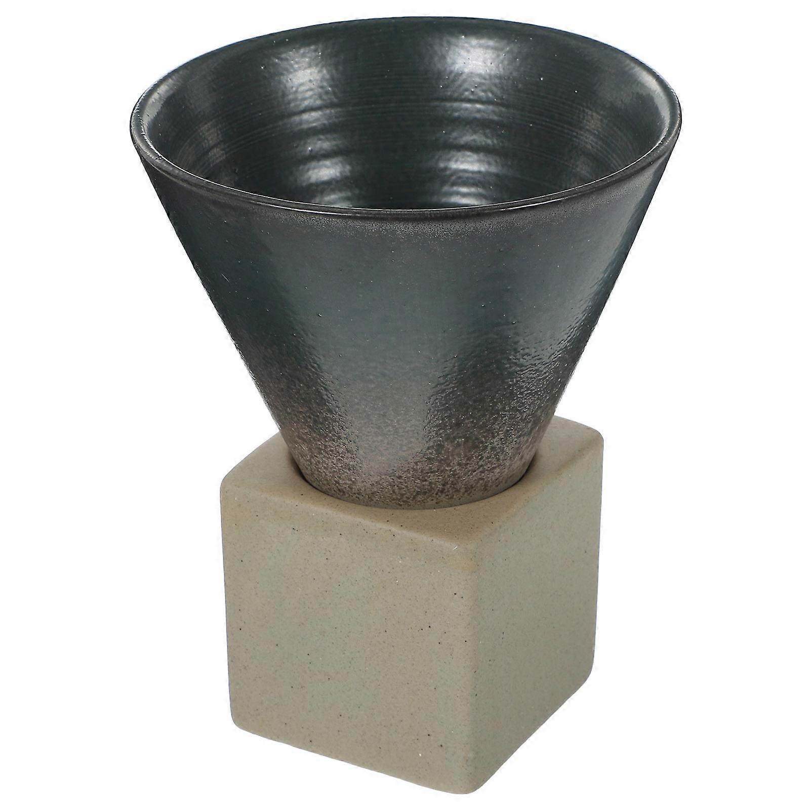 Vintage Ceramic Coffee Mug Set with Base – Smooth Edges, Stable Design for Home, Office, and Café Use – Ideal for Cappuccino, Latte, Tea, and Milk