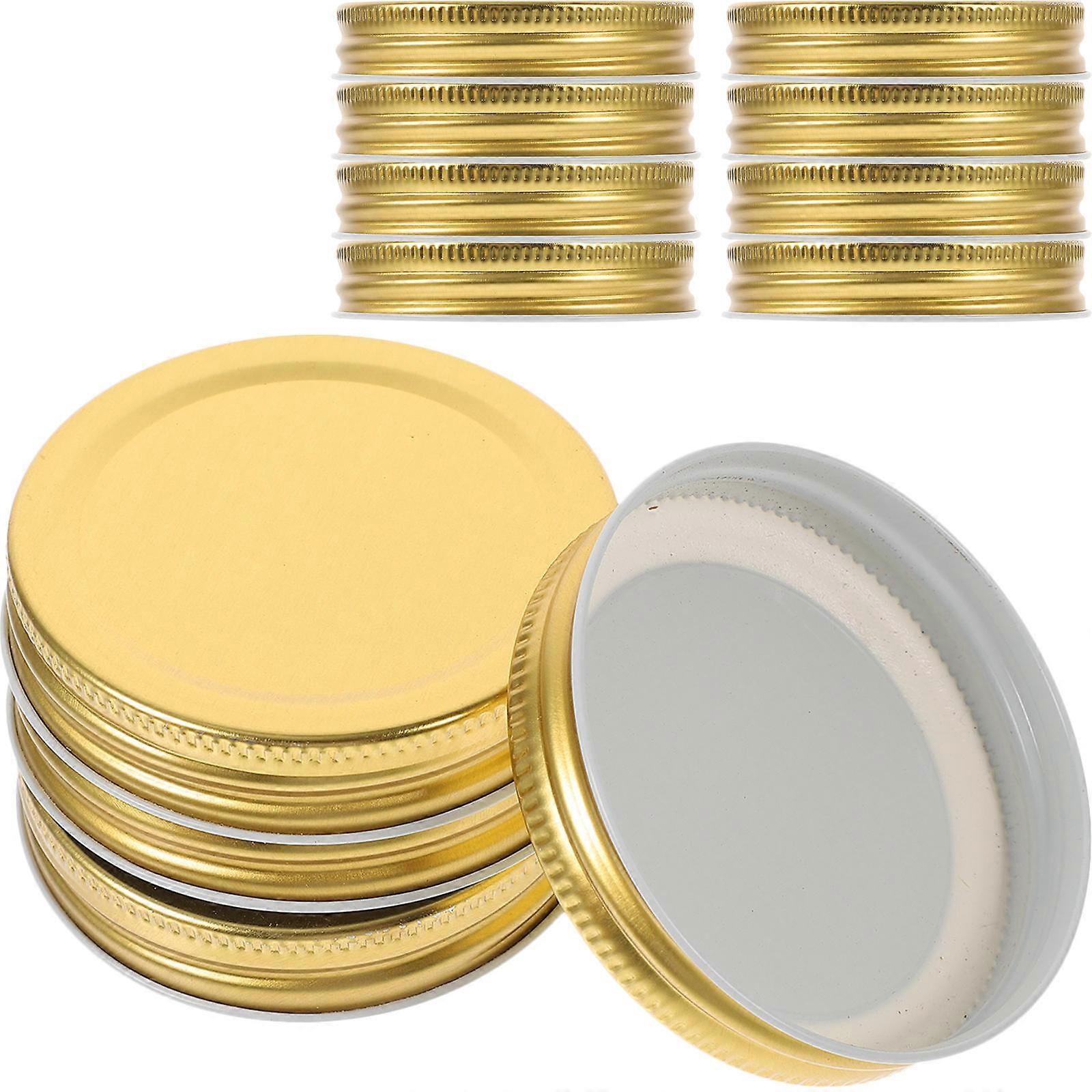10pcs 70mm Wide Mouth Mason Jar Lids Metal Canning Lids With Airtight Leak Proof Seal For Yogurt Jam And Honey Golden