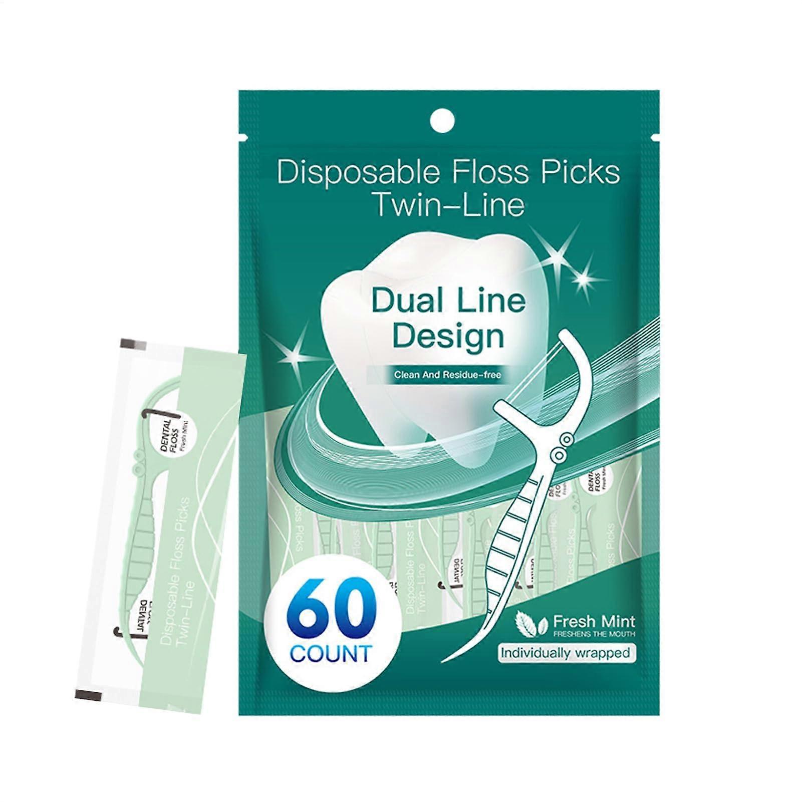 Dental Floss, Portable Double Thread Floss Sticks, Dentistry Hygiene Care Tools for Braces, Home, Travel, Office, Family