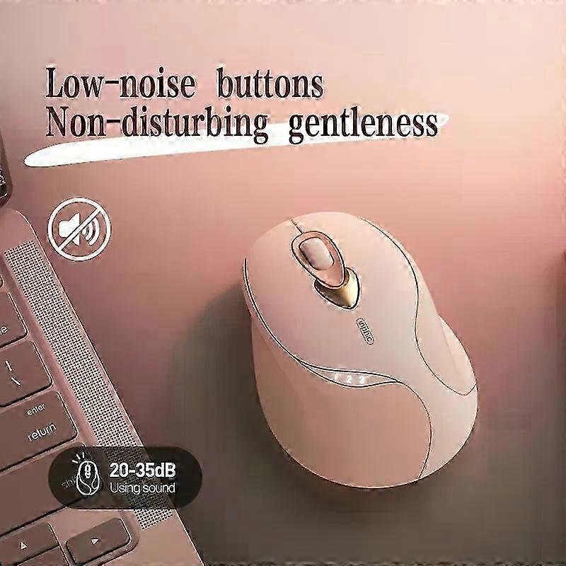 Lightweight Ergonomic Wireless Mouse for Girls - 2.4G Portable with Power Display in Milk Tea Color