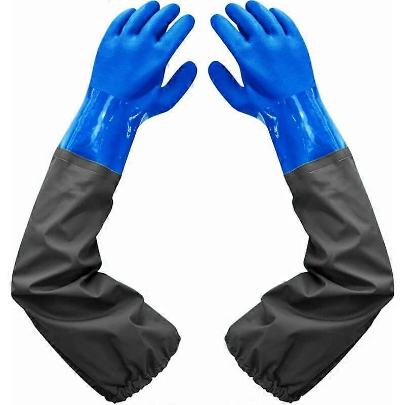 Luvas impermeáveis foscas - luvas de limpeza de lagoas, 26 polegadas com forro de flocagem de punhos elásticos