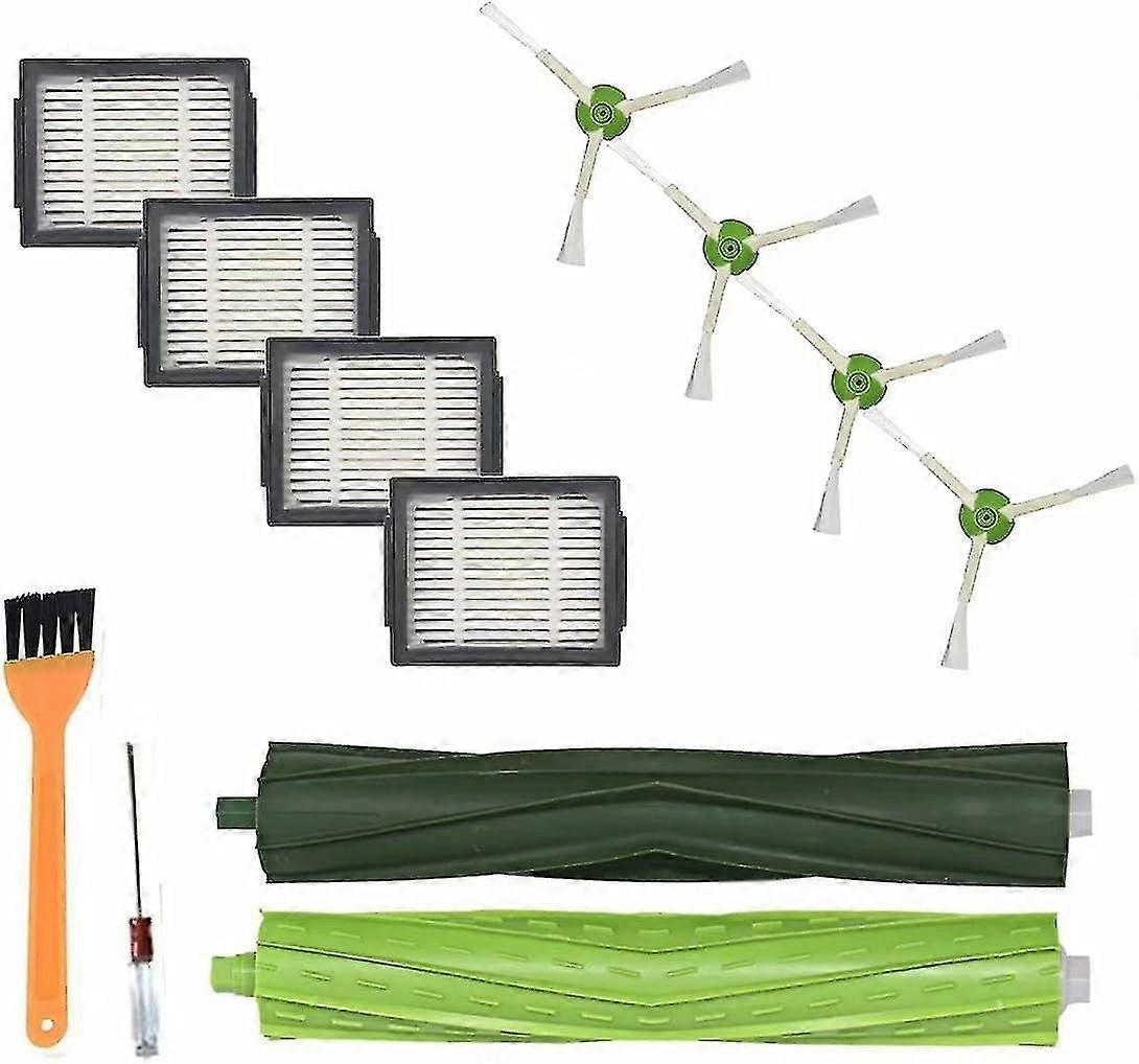 Replacement Parts For Irobot Roomba I7 I7+ I3 I3+ I4 I6 I6+ I8 I8+ E5 E6 E7 Vacuum Cleaner, 1 Set Of Multi-surface Rubber Brushes & 4 Hepa Filters & 4