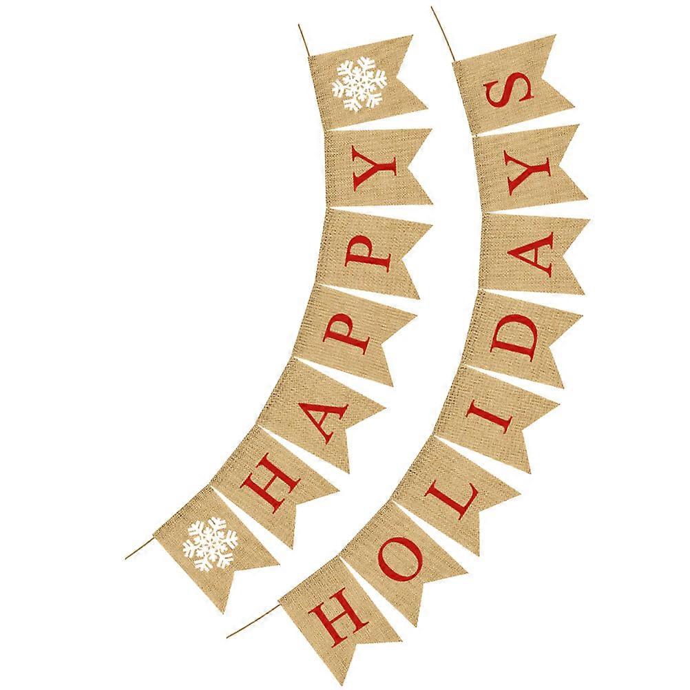 Pennants Banner Flags Christmas Burlap Banners Set Letter Printing Garland Swallowtail Flag Linen Party Decoration 1Set