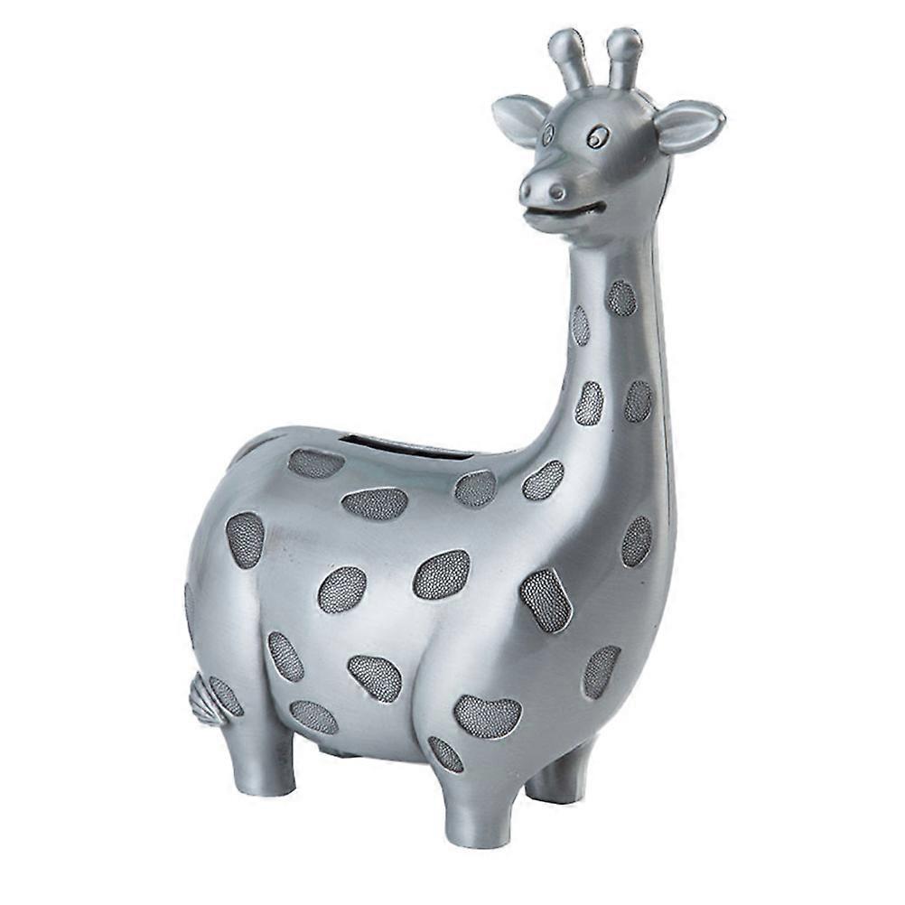 Creative Coin Storage Giraffe Shape Metal Craft Money Jar Silver 17X10CM 1Pcs