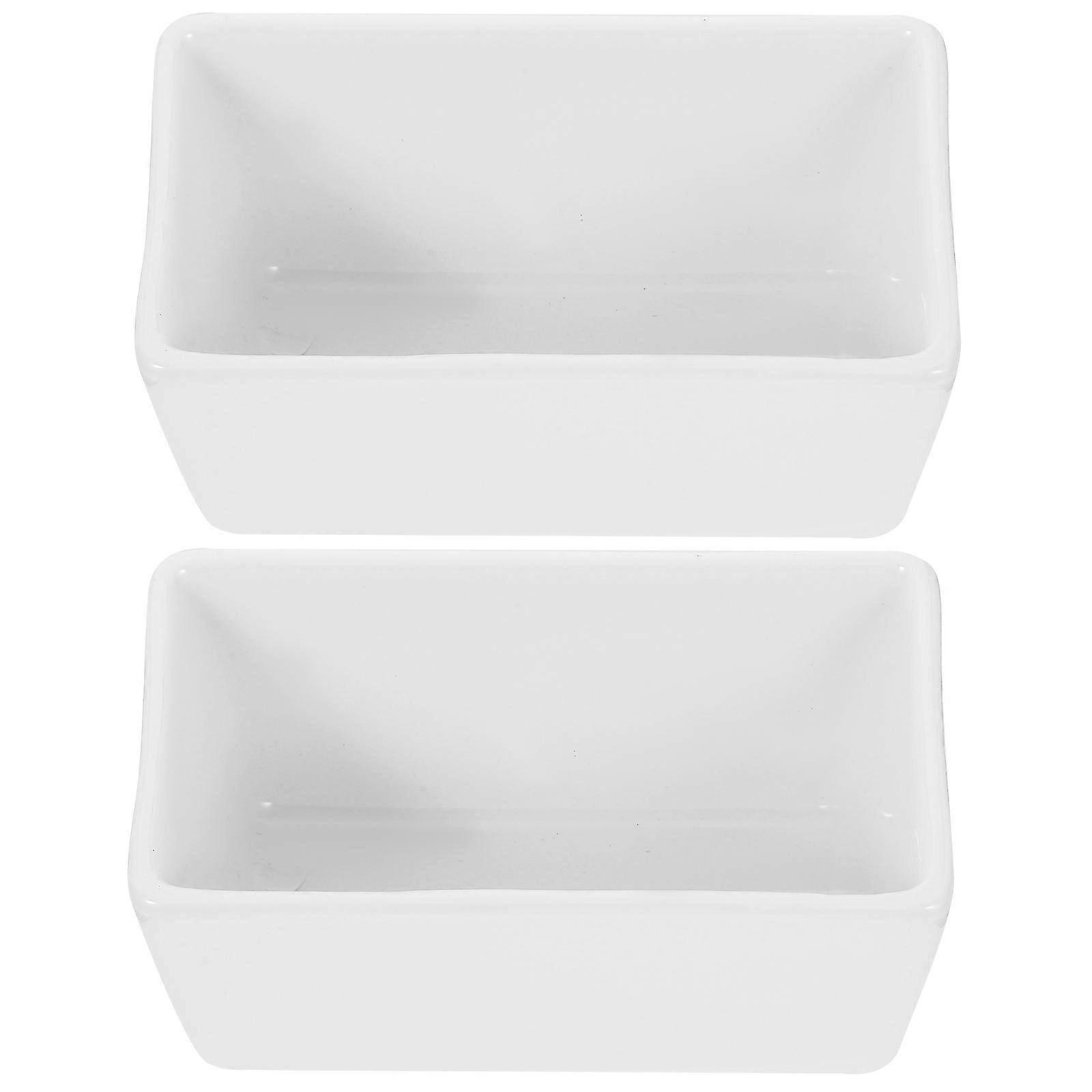 2Pcs Rectangular Sugar Bowl Flat Bottom Jar Simple Sugar Container for Cafe
