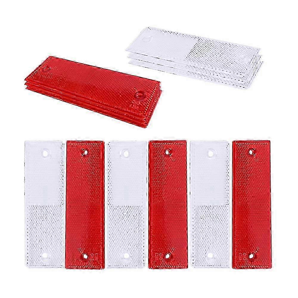 Rectangular Cat's Eye Reflectors - Pack of 12 Self-Adhesive Safety Side Reflectors for Trailers & Vehicles