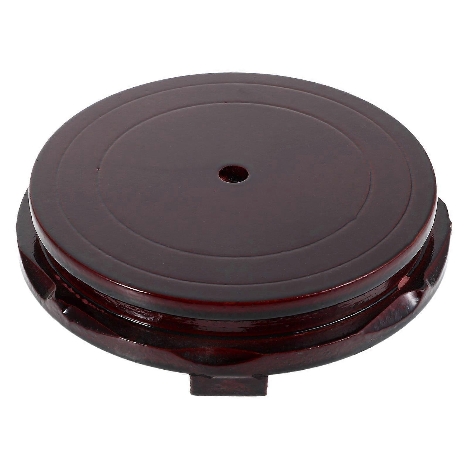 Round Solid Wood Base for Vase, Flowerpot, or Teapot Display – Handmade Elegant Desktop Holder for Home and Office Decor