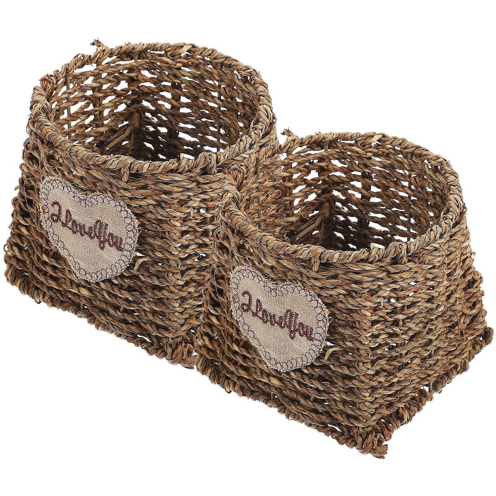 Handwoven Storage Basket for Organizing Personal Items with Large Capacity 2 Pcs Light Brown