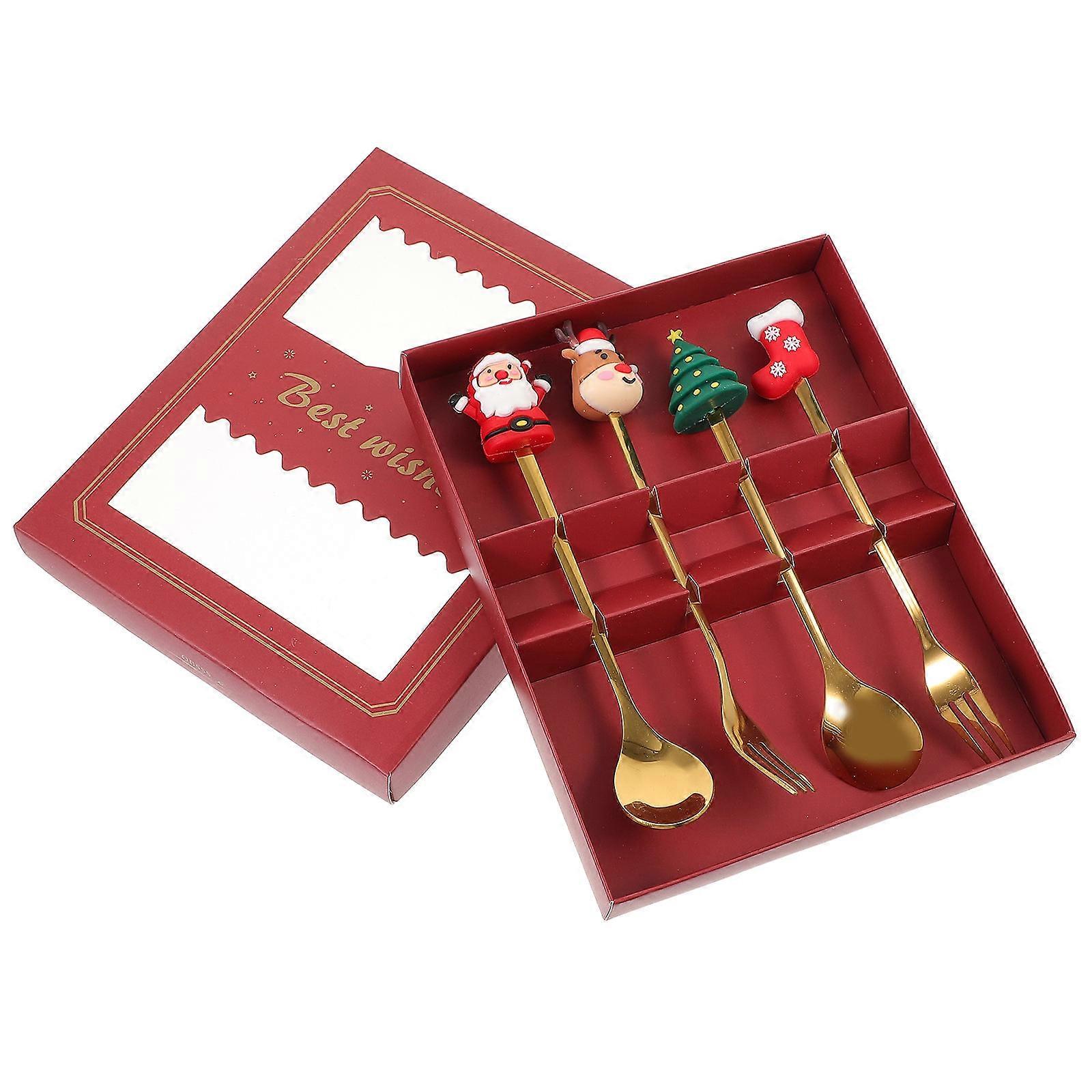 Fork Spoon Set Golden Christmas Themed Multi Use Design 1Set