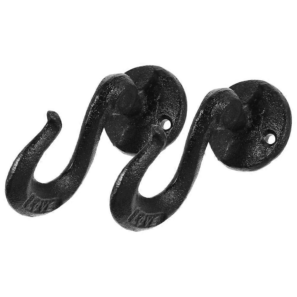 Heavy Duty Iron Hooks Bent Shape Wall Hanging Storage 2Pcs