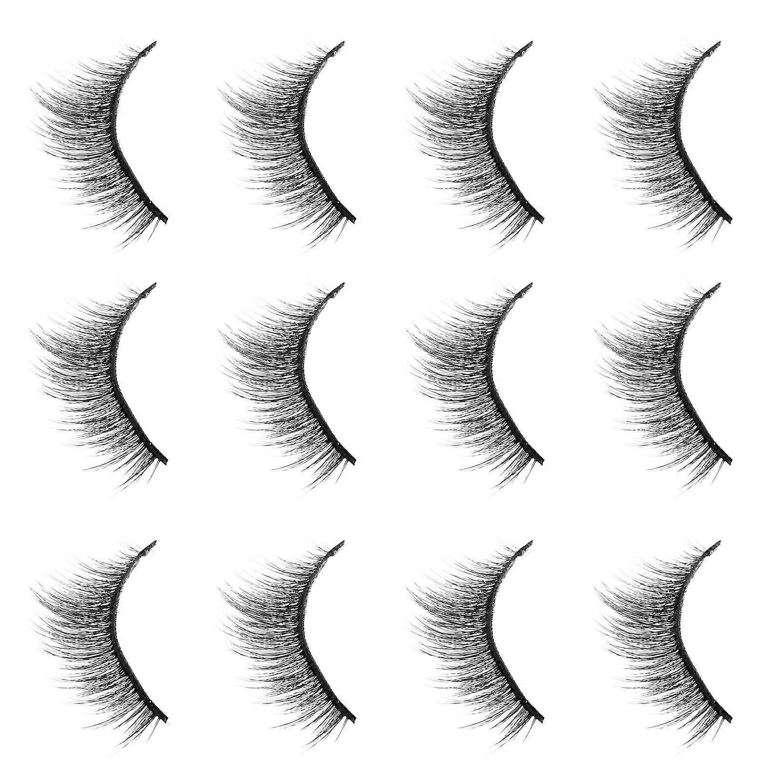 Realistic False Lashes Makeup Eyelash Enhancement Daily Use Black Fiber 6 Pairs