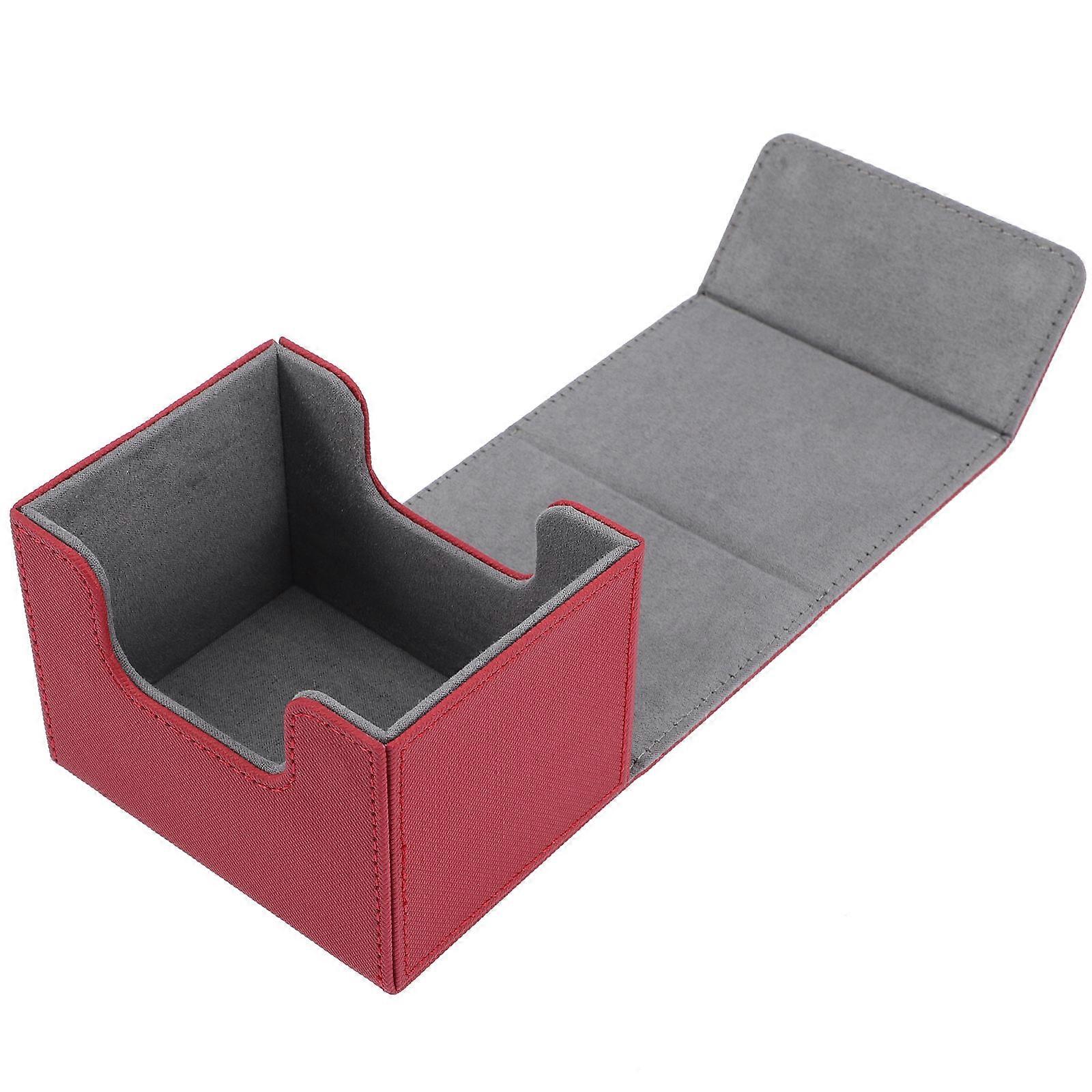 Red PU Card Desk Box for Storage Suitable for Cards and Games 10.5 x 7.5 x 2.5 inches