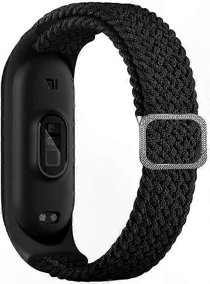 Adjustable Nylon Elastic Wristband for Mi Band 6/5/4/3, Denim Braided Solo Loop Replacement Strap