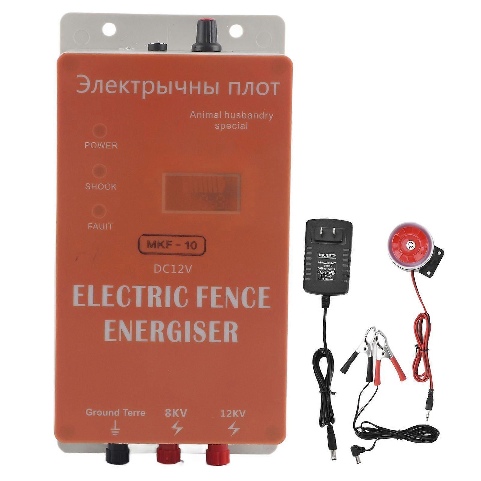 10KM Electric Fence High Voltage Pulse Controller Animal Electric Fence Host for Livestock Breeding 100?240VUS Plug