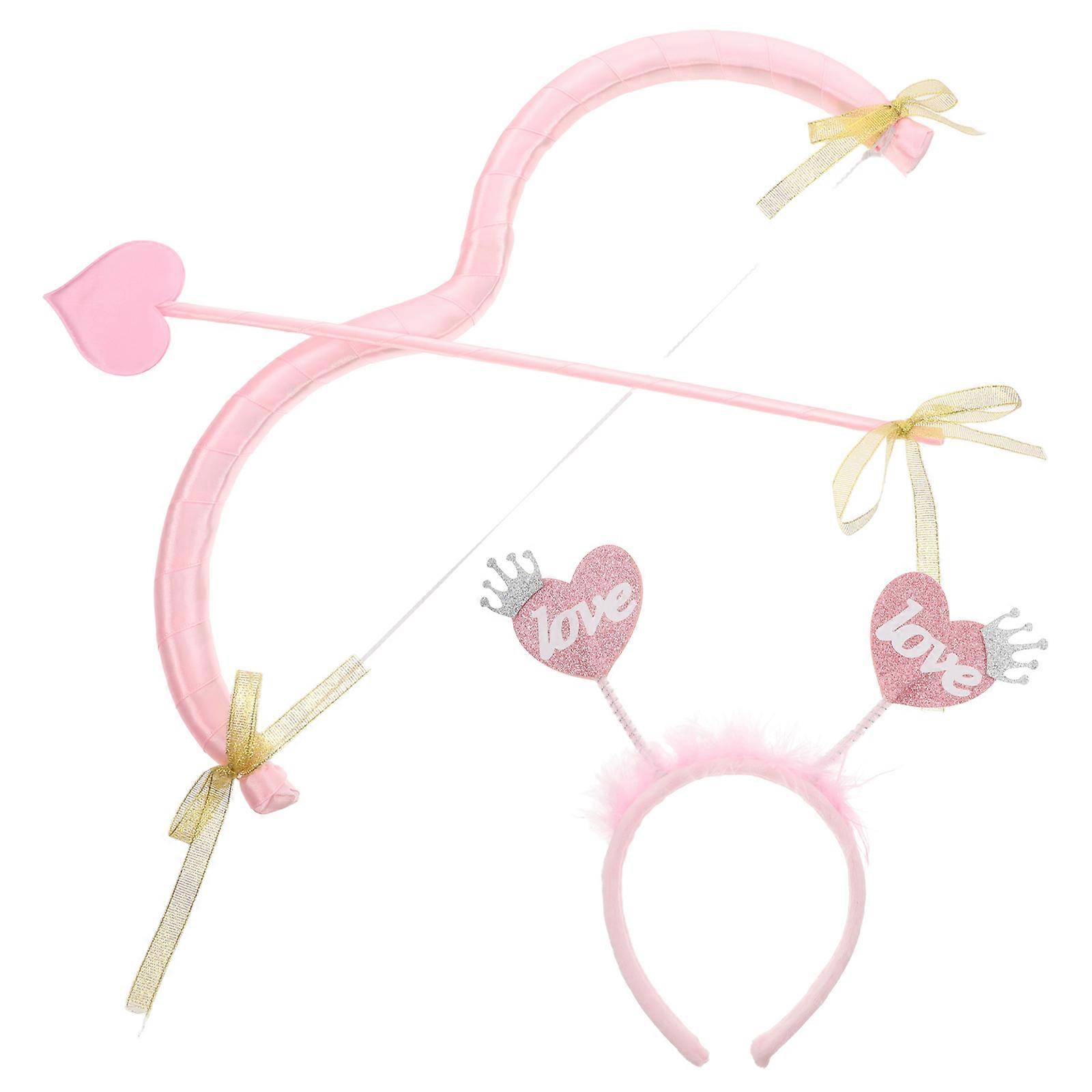 Cupid Headband Set for Valentine's Day Decoration Pink Chinlon Comfortable and