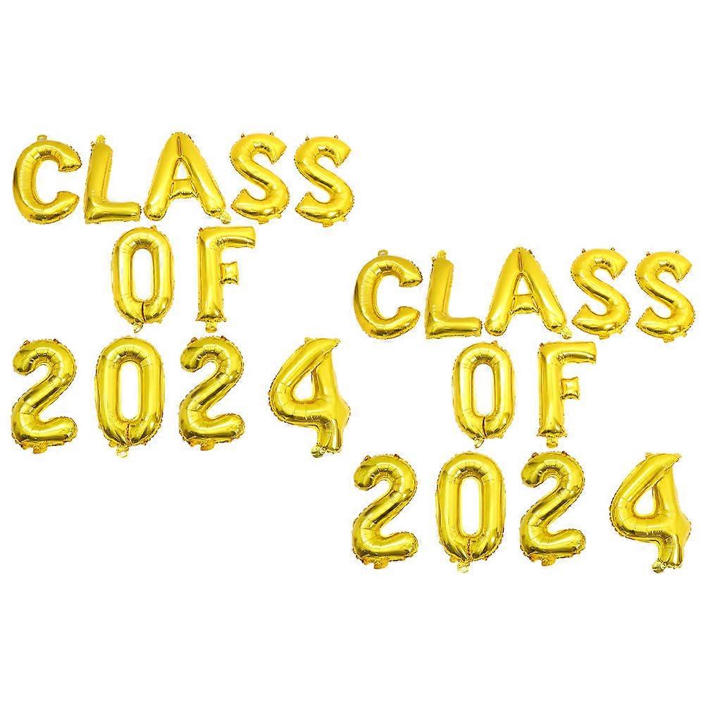 2024 Graduation Party Aluminum Foil Balloons Decoration For Graduates Photo Booth Background Golden Round Shape 2 Sets