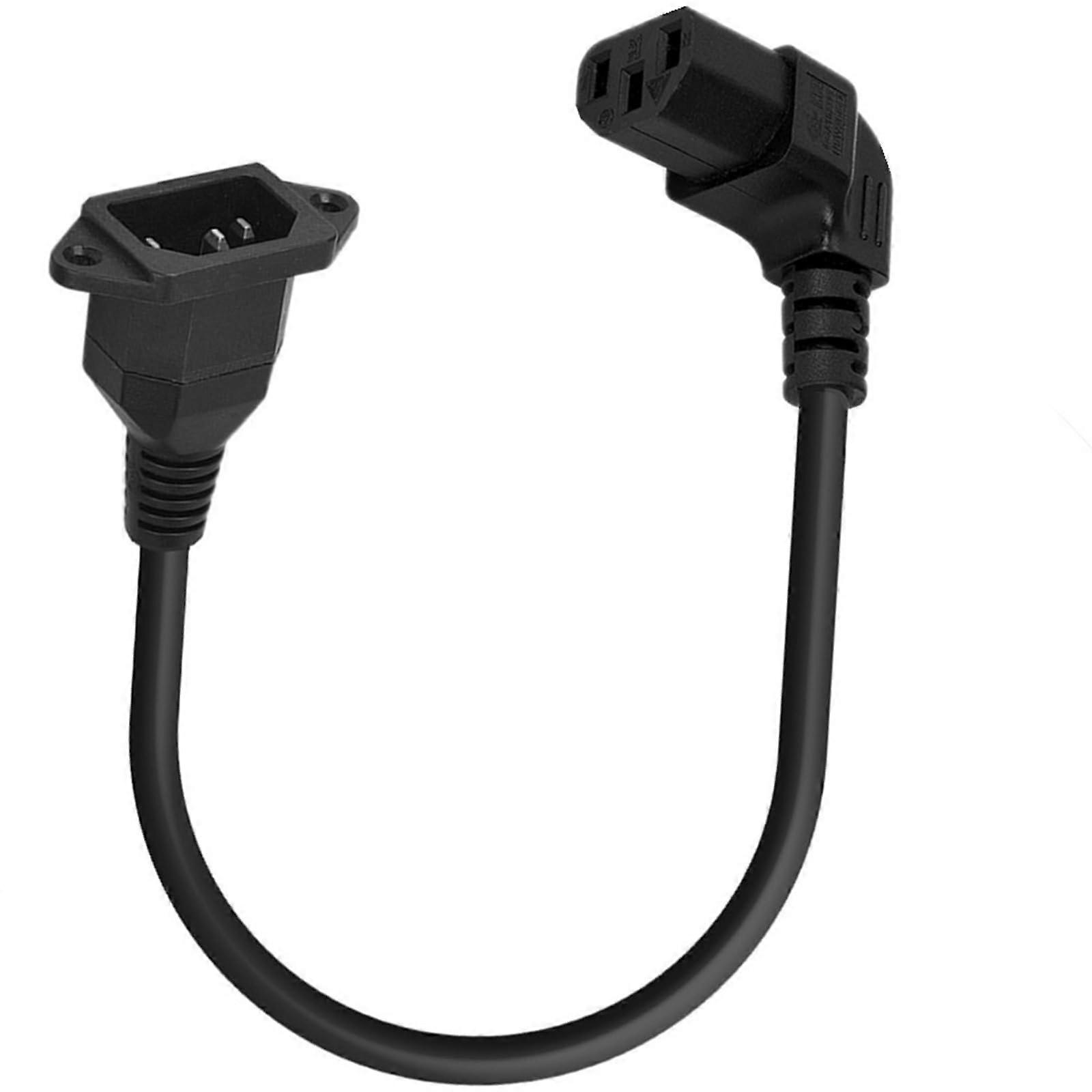 90 Degree IEC320 C13 to C14 Panel Mount Power Cable - Down Left Right Angled C13 Female to C14 Male Connector 12A 250V