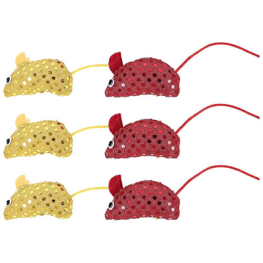7X3.5X2.5Cm Practical Assorted Color Cat Toy Mice 6Pcs For Indoor Playtime