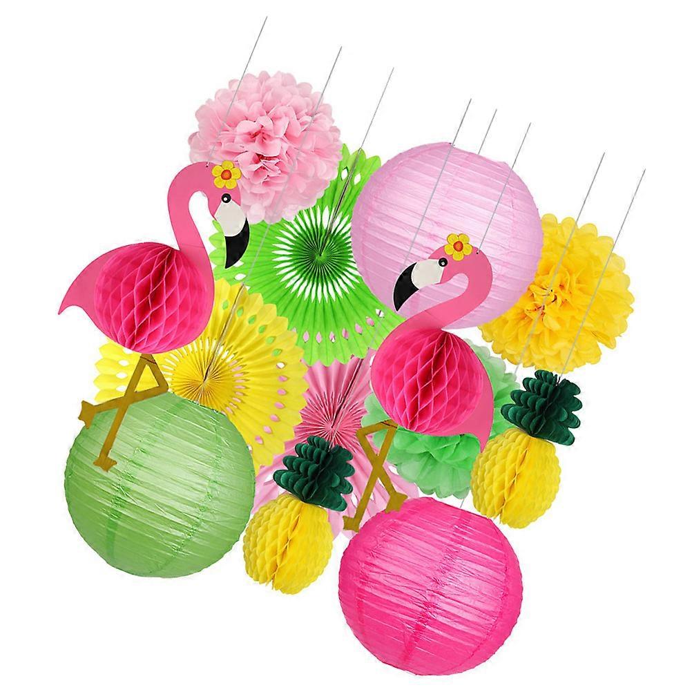 Paper Lantern Set Tropical Style Festive Atmosphere Multi-scene Use Assorted Color 30x30x30cm Easy to Install 13Pack