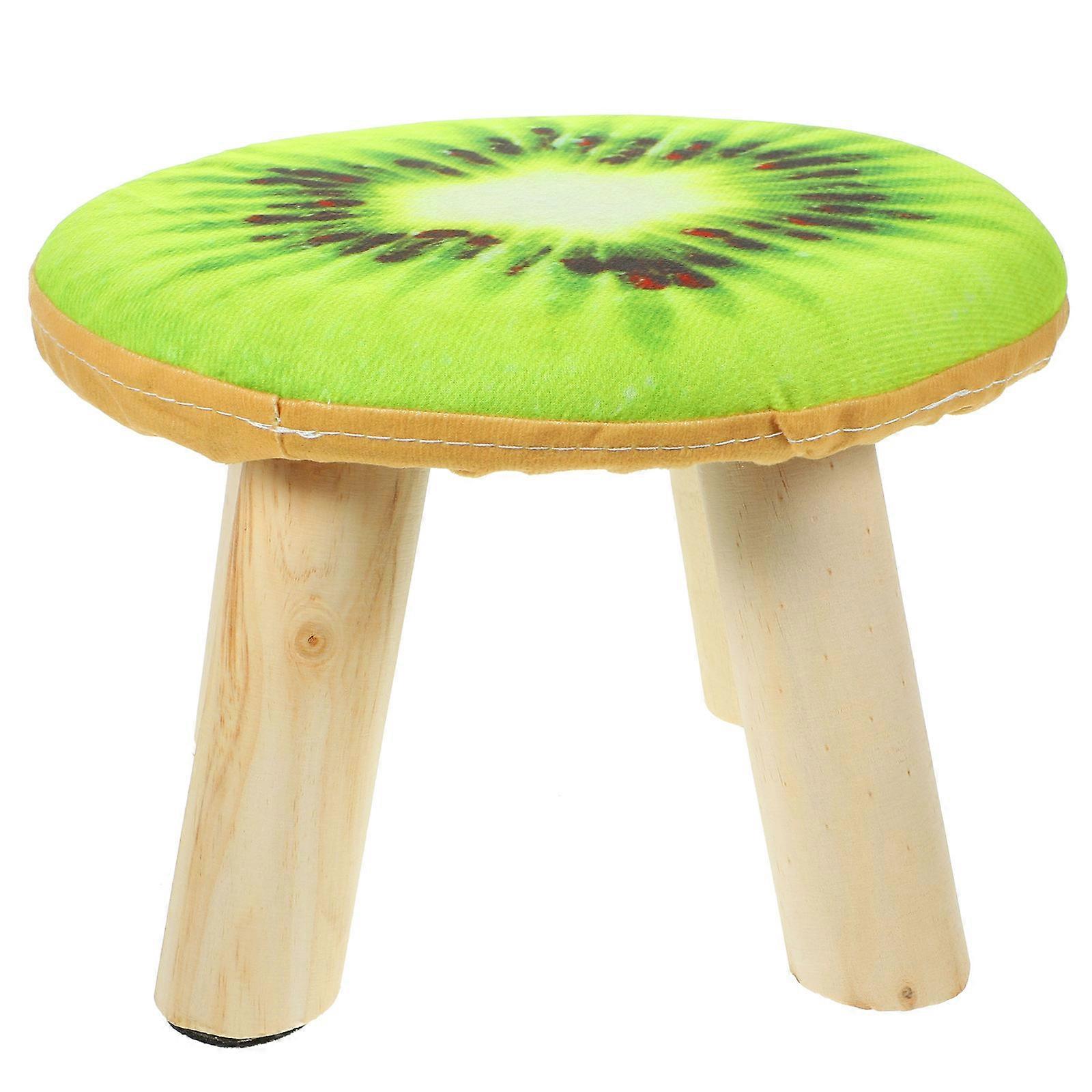 Low Stool Made Of Solid Wood With Sponge Seat Cushion For Home Use 1Pcs