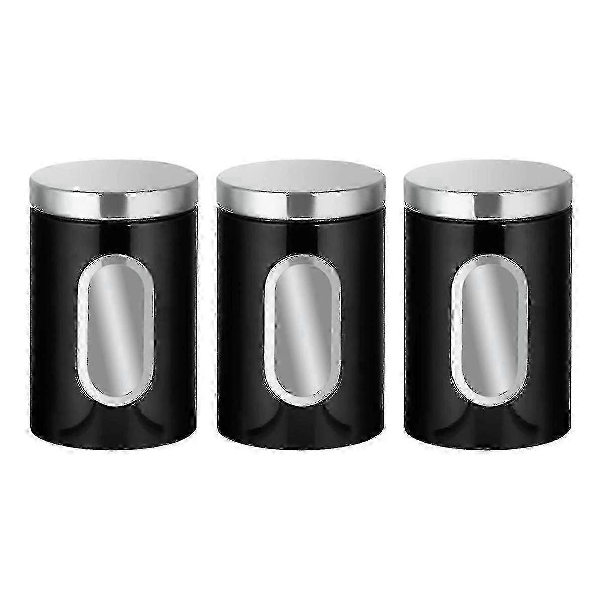 3pc Kitchen Canister Set -with Secure Lids&viewing Window Suitable For Sugar