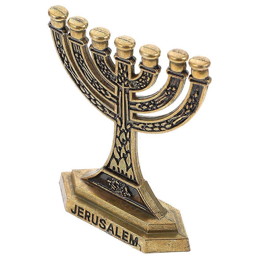 Golden Alloy Candlestick Holder for Decor Wedding Centerpiece Table Accent 7 Branch Design