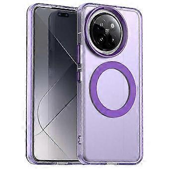 Suitable for Xiaomi 14 Civi 5G/Civi 4 Pro 5G mobile phone case compatible with MagSafe PC+TPU+PET anti-fall mobile phone case (purple)