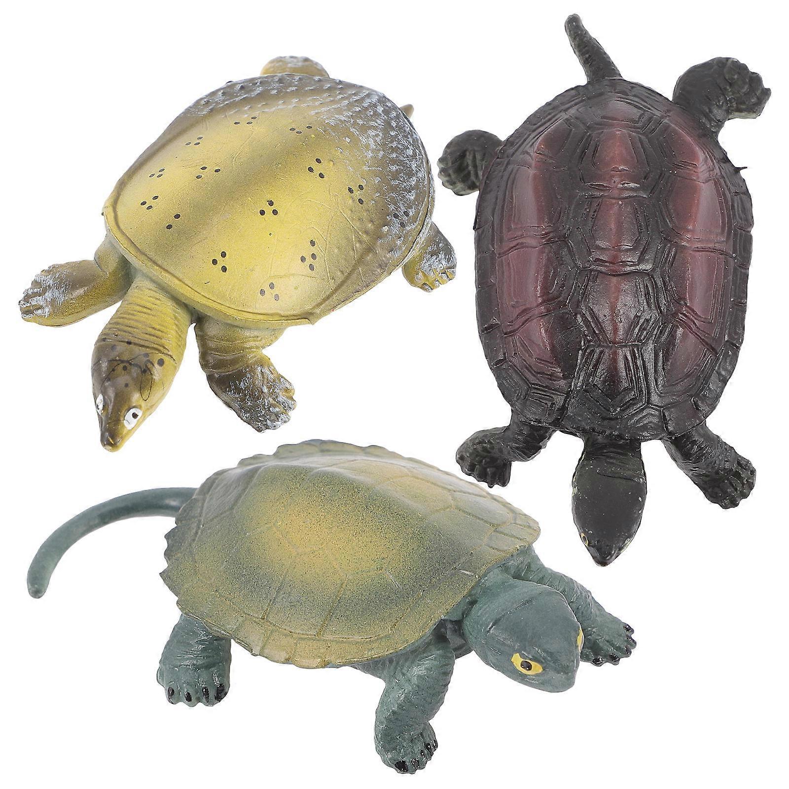 3pcs Realistic Turtle Models Mini Tortoise Figurines for Home Decor Lightweight Ocean Animal Ornaments for Animal Lovers