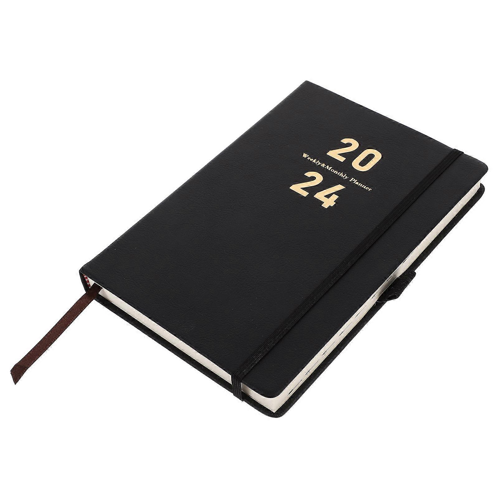 Black Planner notepad with Dividers for Home Use Made of Paper and Imitation 6 x 8 inches