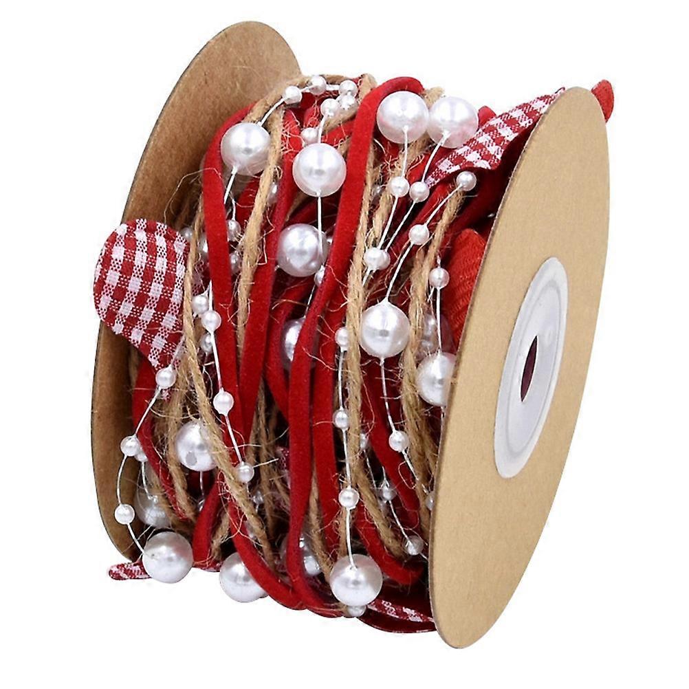 Red Beads Chain Ribbon for Decoration Use 1 Roll DIY Craft Ribbon